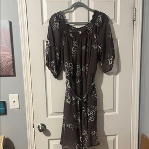 Maurices Black Floral Midi Dress with White Print